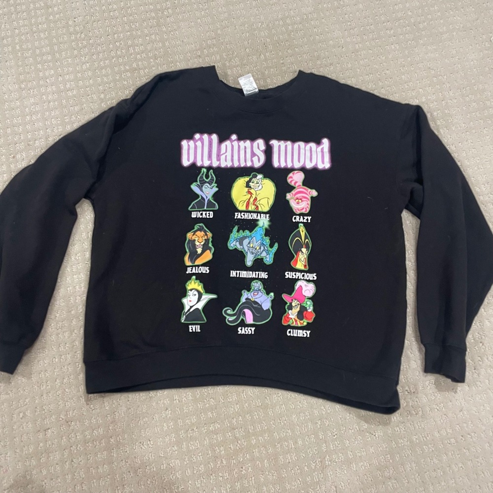 Disney Villains Mood Graphic Sweatshirt Black XXL Maleficent Ursula Cruella